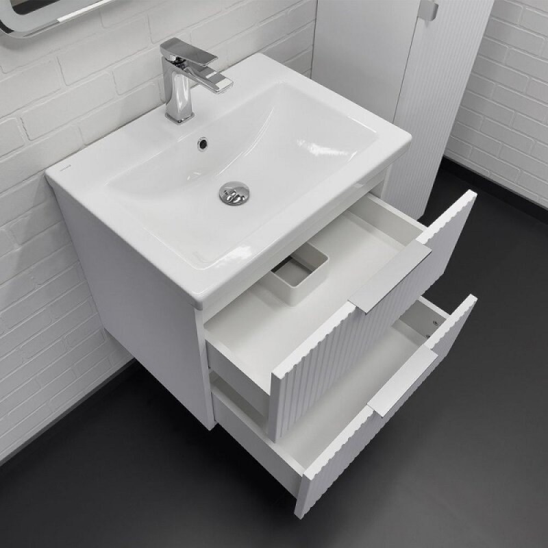 Тумба с раковиной Comfortу Лима 00-00019210, 60 см, подвесная, цвет белый матовый