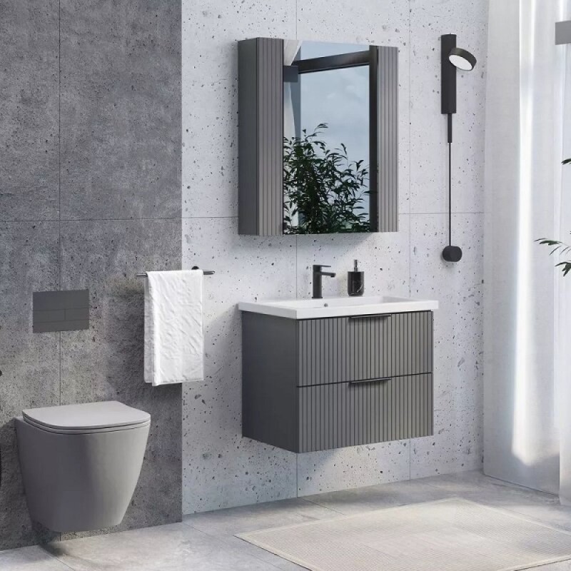 Тумба с раковиной Comfortу Лима 00-00019212, 70 см, подвесная, цвет антрацит