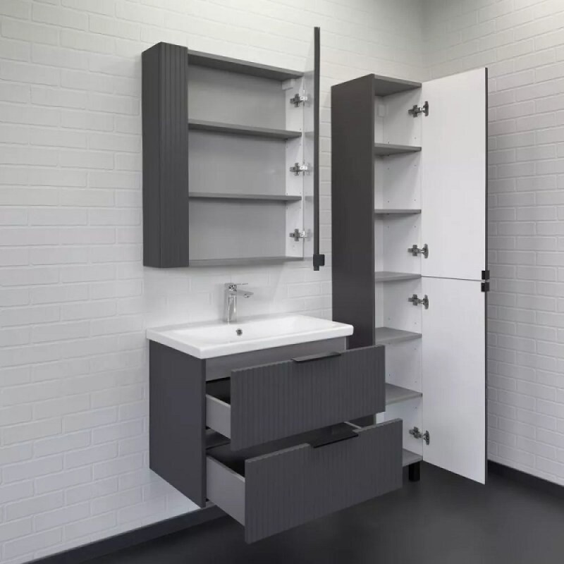 Тумба с раковиной Comfortу Лима 00-00019212, 70 см, подвесная, цвет антрацит