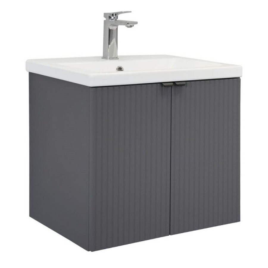 Тумба с раковиной Comfortу Лима 00-00019236, 60 см, подвесная, цвет антрацит