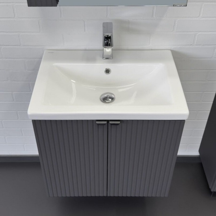 Тумба с раковиной Comfortу Лима 00-00019236, 60 см, подвесная, цвет антрацит