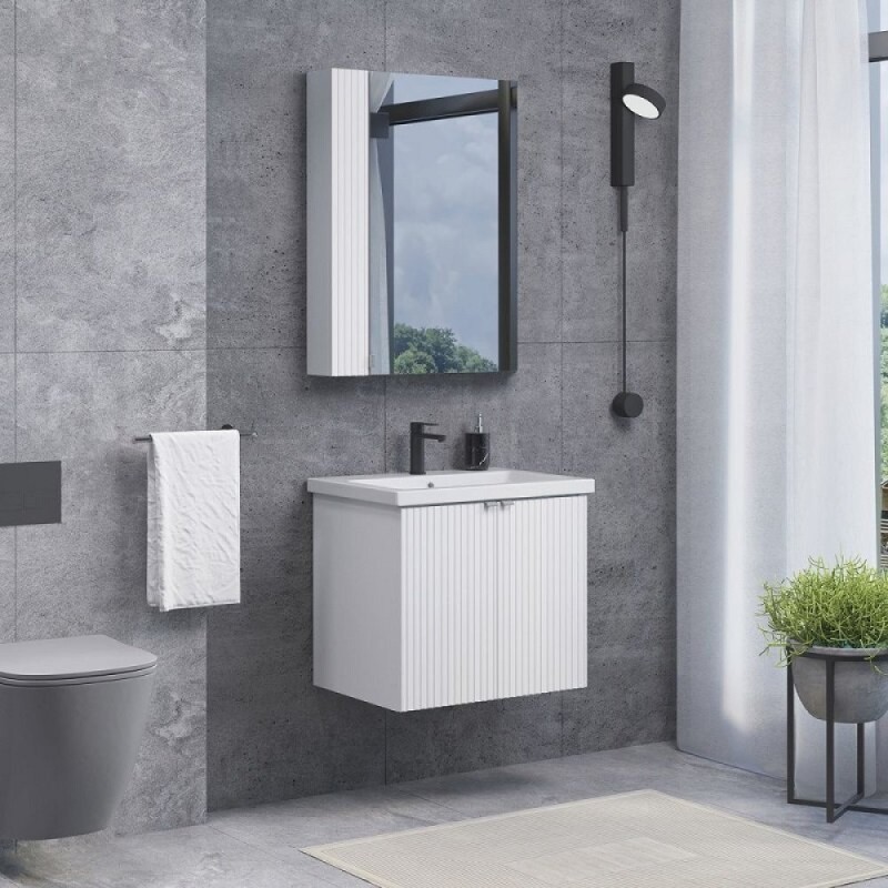 Тумба с раковиной Comfortу Лима 00-00019238, 60 см, подвесная, цвет белый матовый