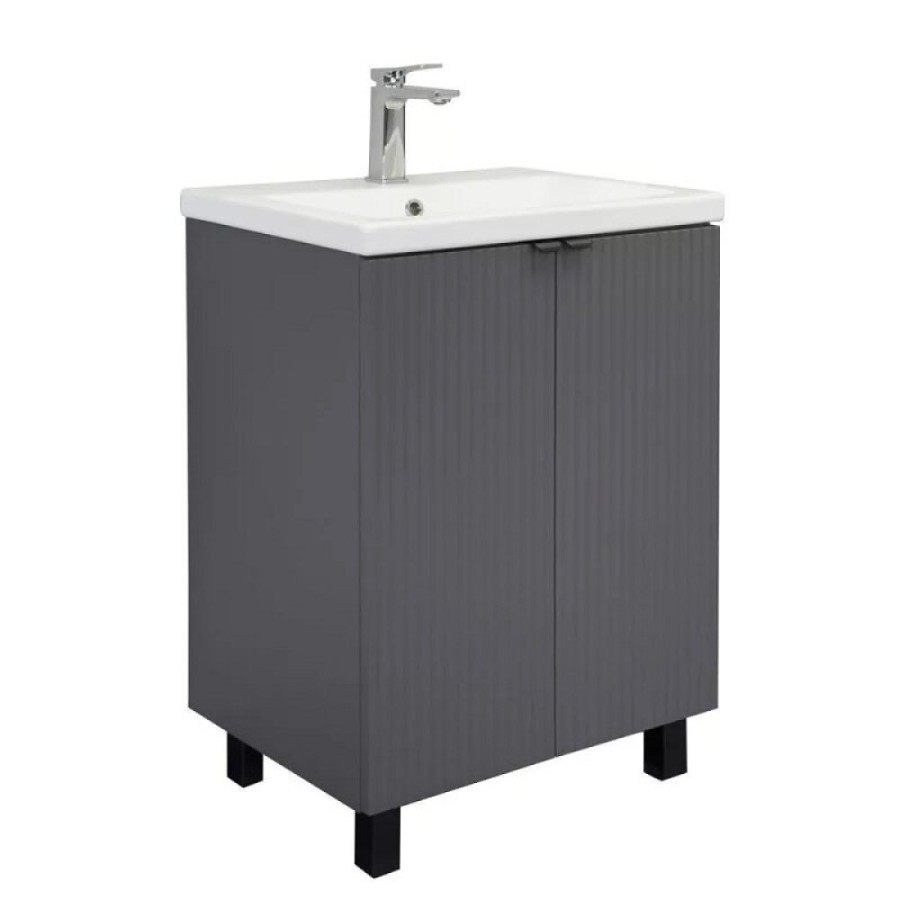 Тумба с раковиной Comfortу Лима 00-00019240, 60 см, напольная, цвет антрацит