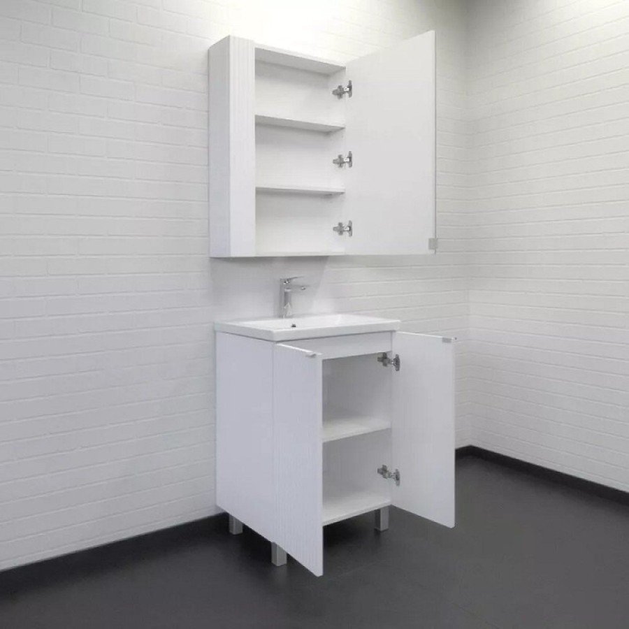 Тумба с раковиной Comfortу Лима 00-00019241, 60 см, напольная, цвет белый матовый
