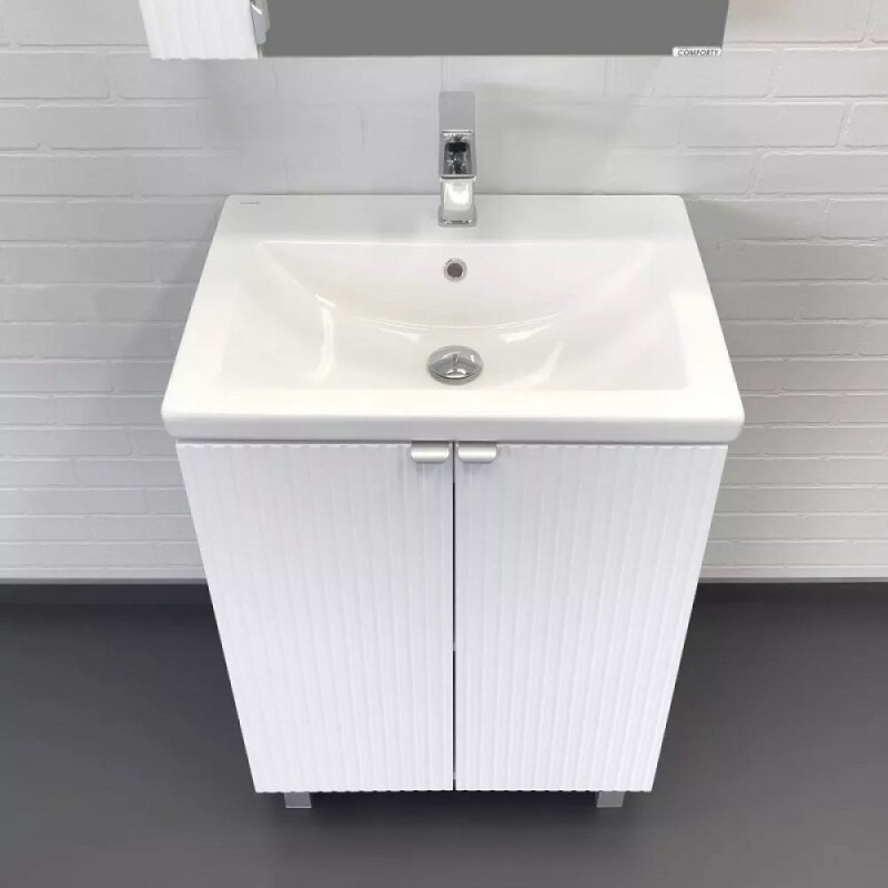 Тумба с раковиной Comfortу Лима 00-00019241, 60 см, напольная, цвет белый матовый