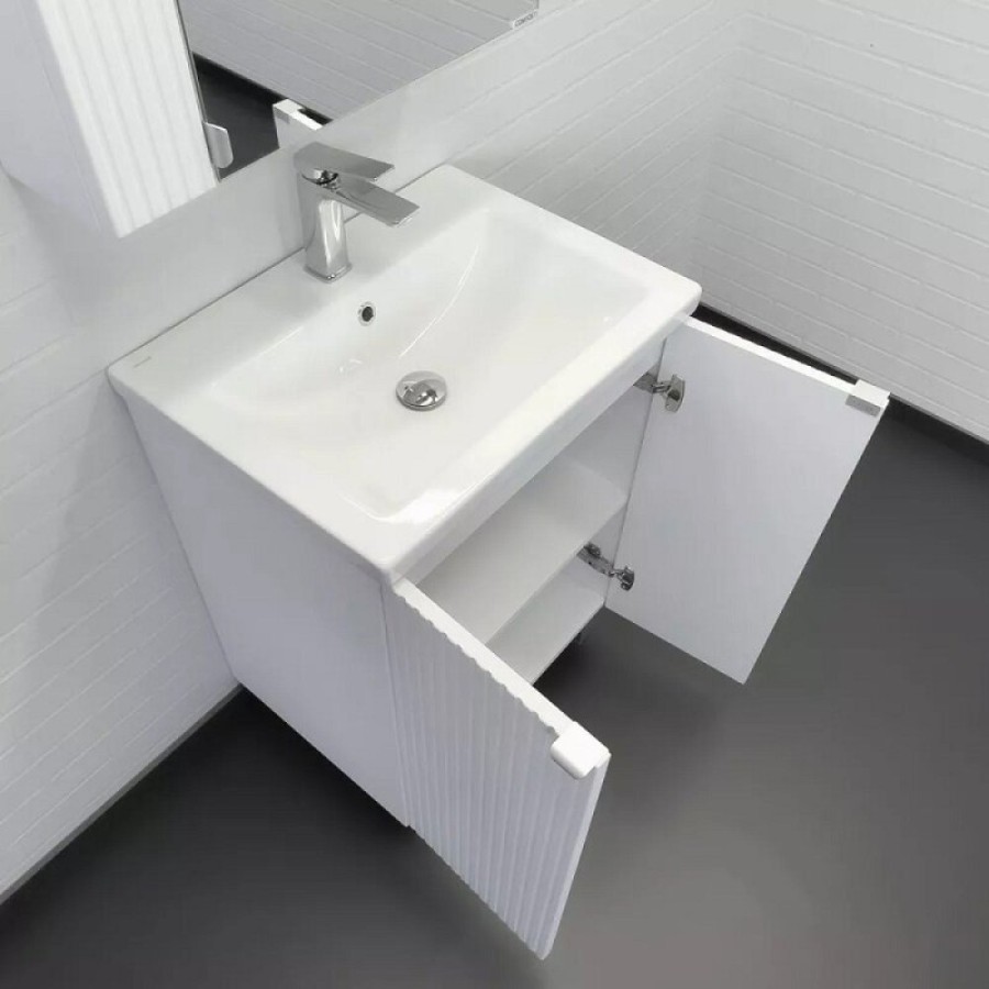 Тумба с раковиной Comfortу Лима 00-00019241, 60 см, напольная, цвет белый матовый