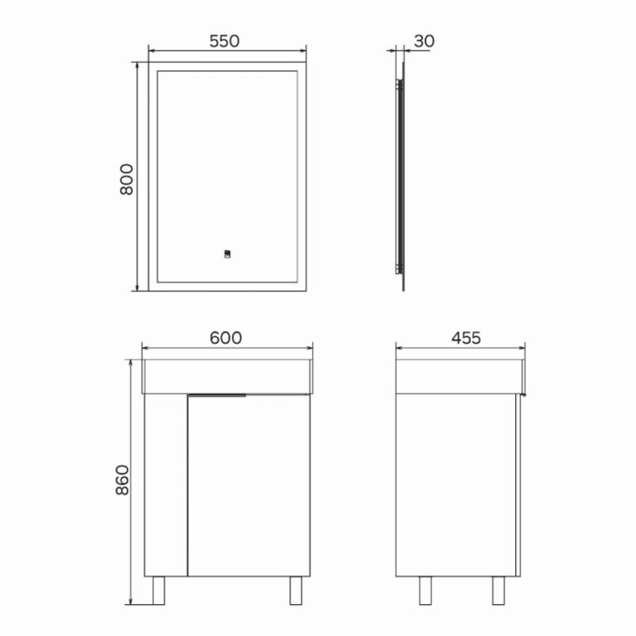 Тумба с раковиной Comfortу Асти 00-00019247CF, напольная, 60 см, цвет белый глянец