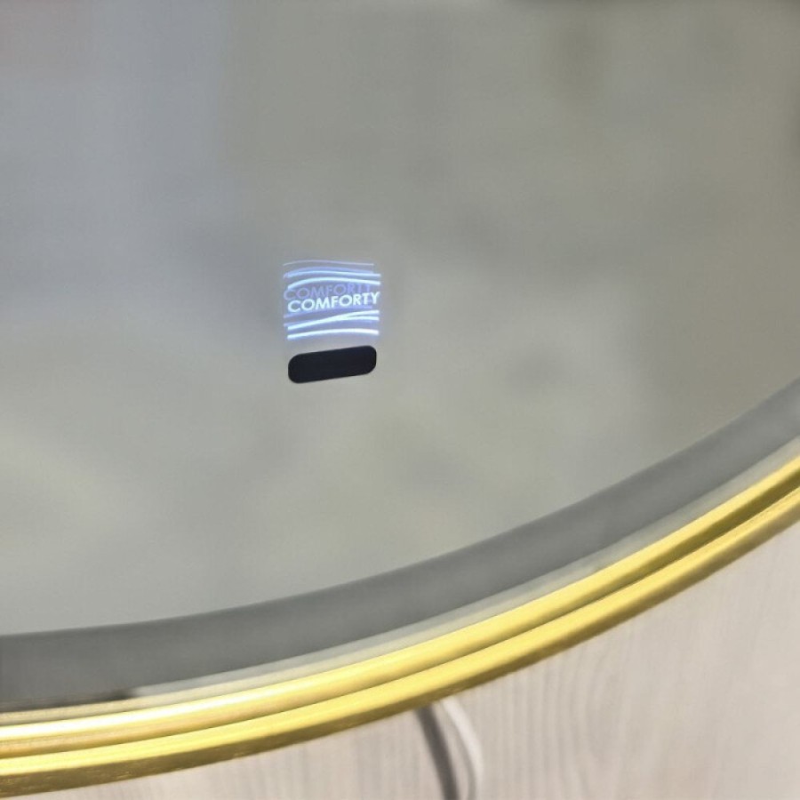 Зеркало Comfortу Лея 00-00019342 (00-00014179CF), 60 см, LED-подсветка, бесконтактный сенсор, антизапотевание, цвет рамы матовое золото