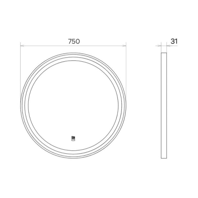 Зеркало Comfortу Лея 00-00019347 (00-00014184CF), 75 см, LED-подсветка, бесконтактный сенсор, антизапотевание, цвет рамы черный матовый