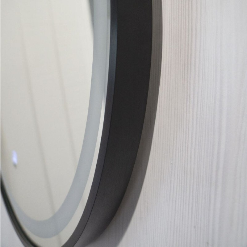 Зеркало Comfortу Лея 00-00019347 (00-00014184CF), 75 см, LED-подсветка, бесконтактный сенсор, антизапотевание, цвет рамы черный матовый