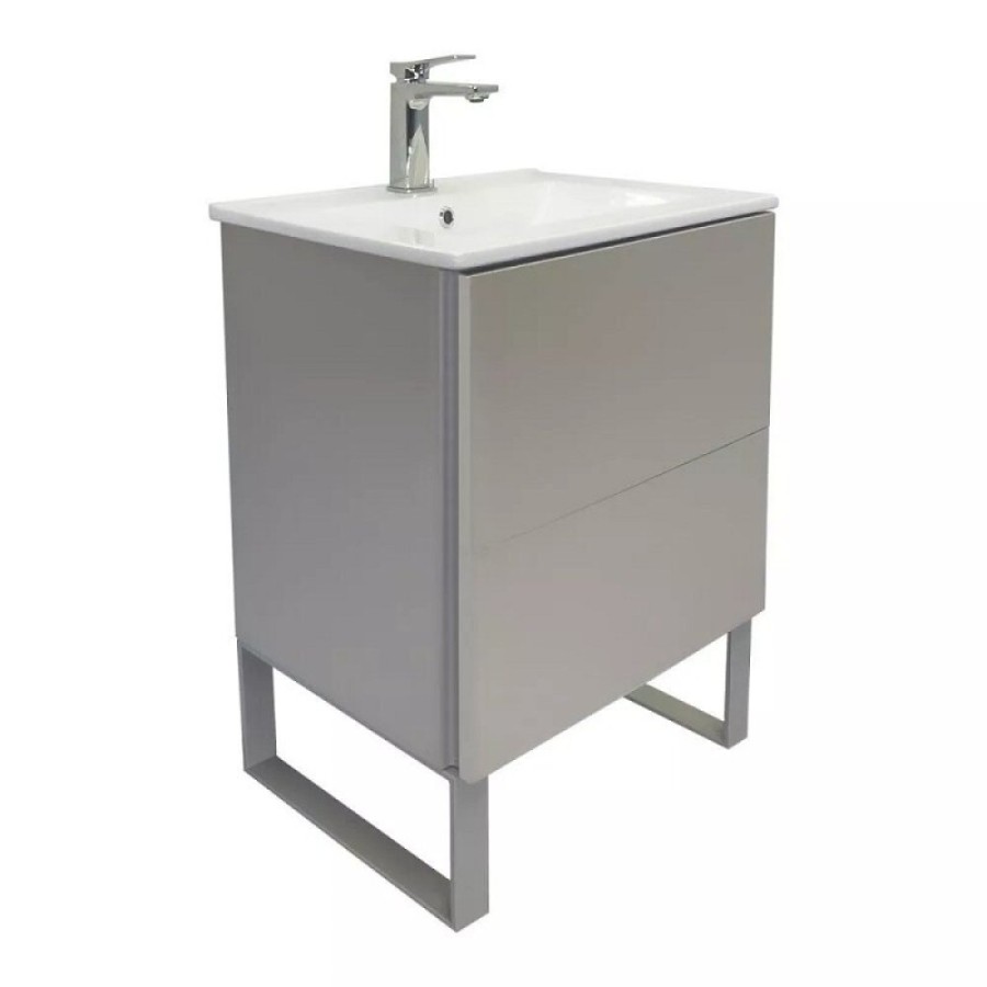 Тумба с раковиной Comfortу Бильбао 00-00019361, напольная, 60 см, цвет серый шелк