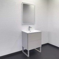 Тумба с раковиной Comfortу Бильбао 00-00019361, напольная, 60 см, цвет серый шелк