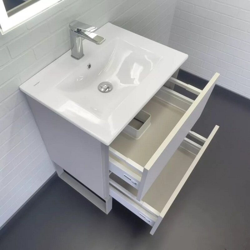 Тумба с раковиной Comfortу Бильбао 00-00019361, напольная, 60 см, цвет серый шелк