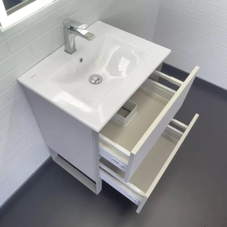 Тумба с раковиной Comfortу Бильбао 00-00019361, напольная, 60 см, цвет серый шелк