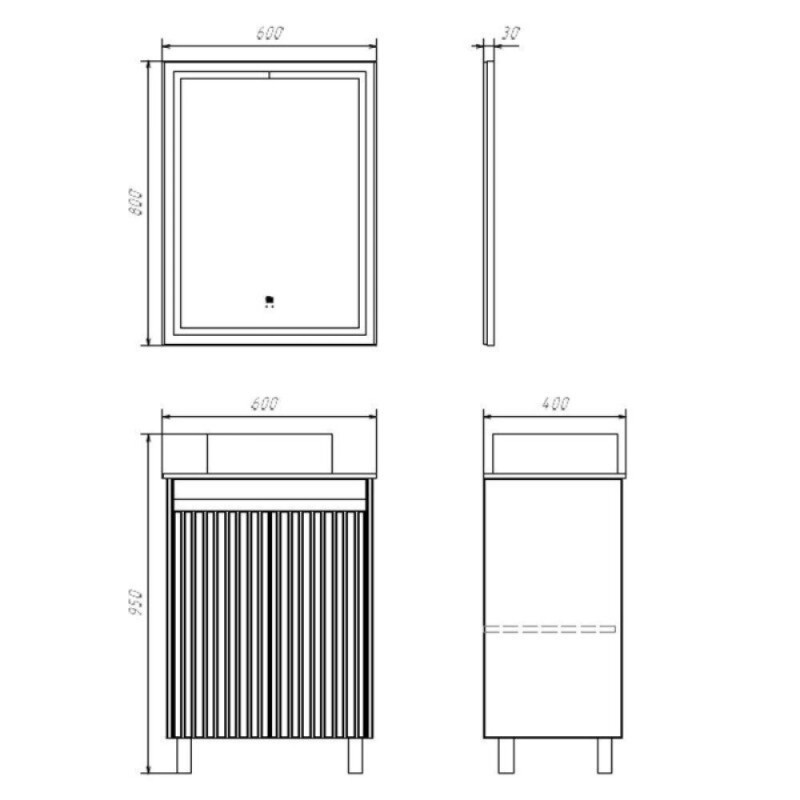 Тумба с раковиной Comforty Двина 00-00019598 (00-00019598CF), 60 см, напольная, столешница калакатта блэк, цвет белый