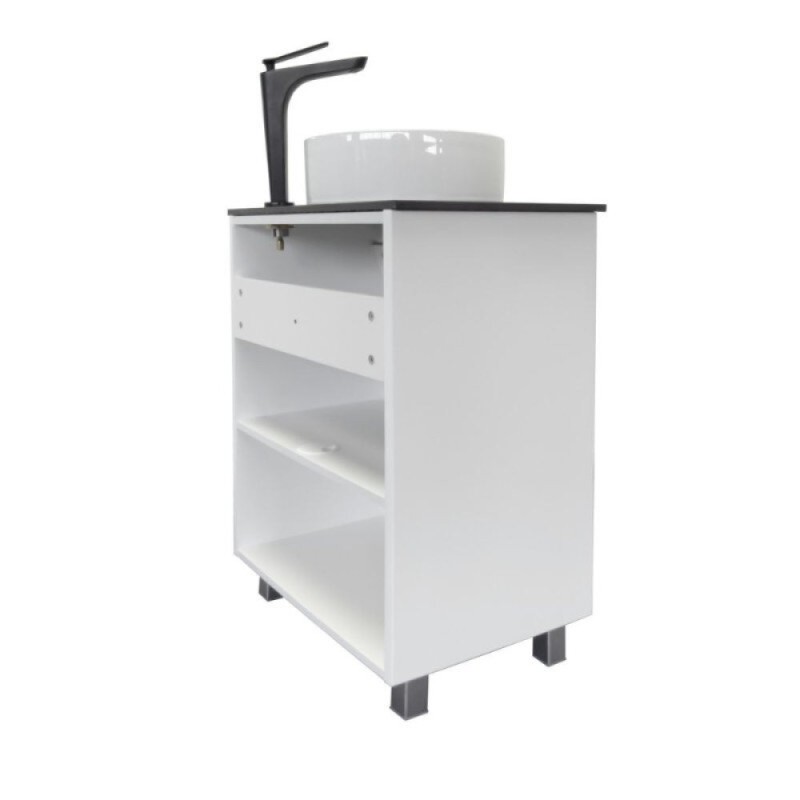 Тумба с раковиной Comforty Двина 00-00019598 (00-00019598CF), 60 см, напольная, столешница калакатта блэк, цвет белый