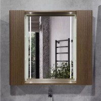 Зеркальный шкаф Comforty Ангара 00-00019939 (00-00019939CF), 90 см, с LED подсветкой и антизапотеванием, дуб темно-коричневый
