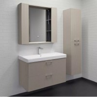 Зеркальный шкаф Comforty Ангара 00-00019940 (00-00019940CF), 90 см, с LED подсветкой и антизапотеванием, дуб латте