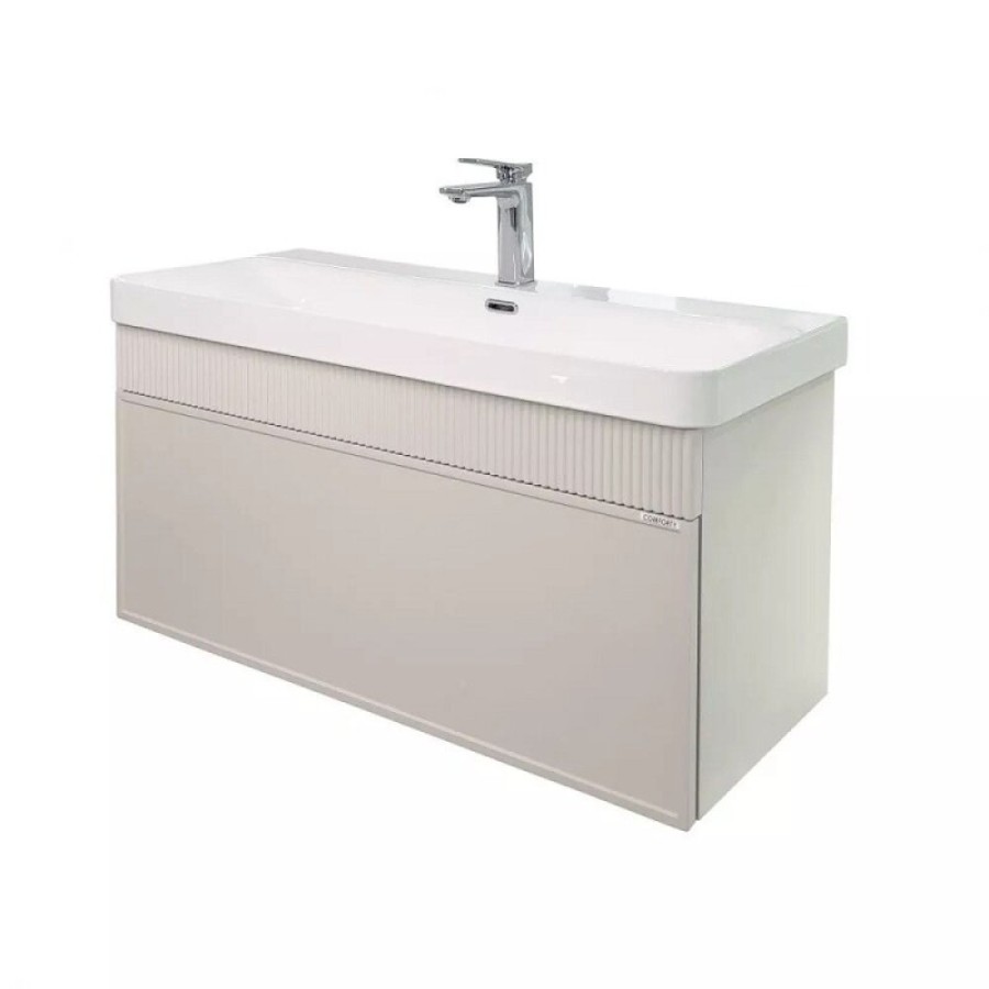 Тумба с раковиной Comfortу Мадрид 00-00020148, 100 см, подвесная, цвет серый шёлк