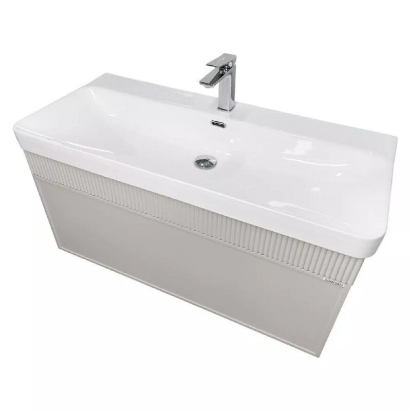 Тумба с раковиной Comfortу Мадрид 00-00020148, 100 см, подвесная, цвет серый шёлк
