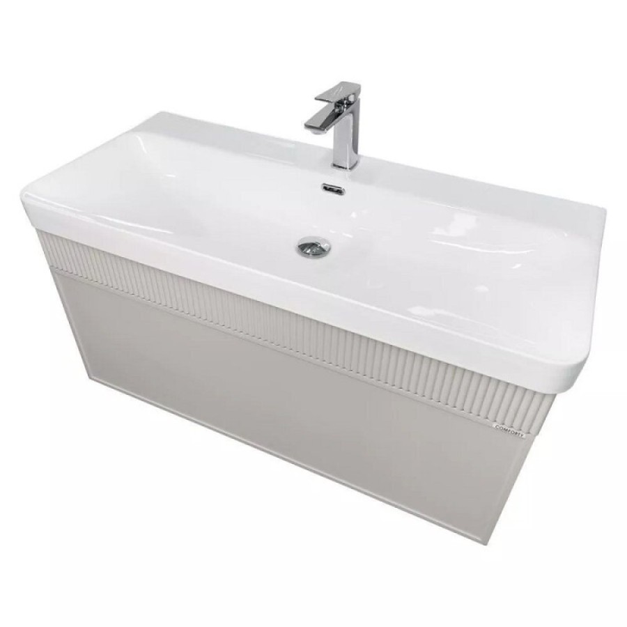 Тумба с раковиной Comfortу Мадрид 00-00020148, 100 см, подвесная, цвет серый шёлк