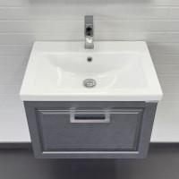 Тумба с раковиной Comfortу Бросно 00-00020428 (00-00020428CF), 60 см, подвесная, оружейная сталь, раковина Como 60, белая