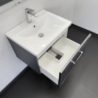 Тумба с раковиной Comfortу Бросно 00-00020428 (00-00020428CF), 60 см, подвесная, оружейная сталь, раковина Como 60, белая