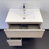 Тумба с раковиной Comfortу Тургояк 00-00020597, 75 см, подвесная, цвет дуб светлый