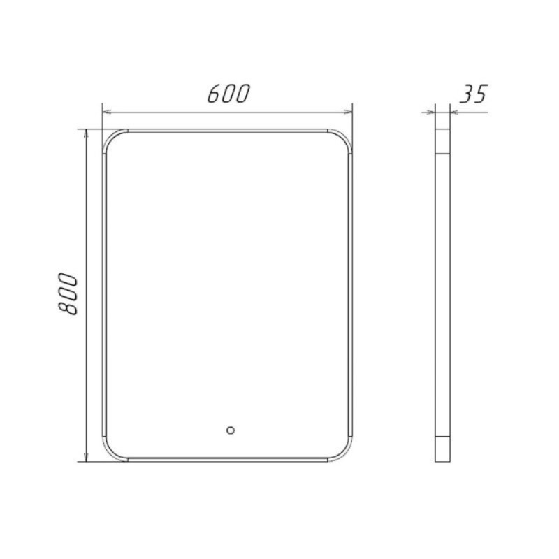 Зеркало Comfortу Сириус 00-00020613 (00-00014194CF), 60 см, LED IC-подсветка холодный свет, сенсор, цвет рамы черный матовый
