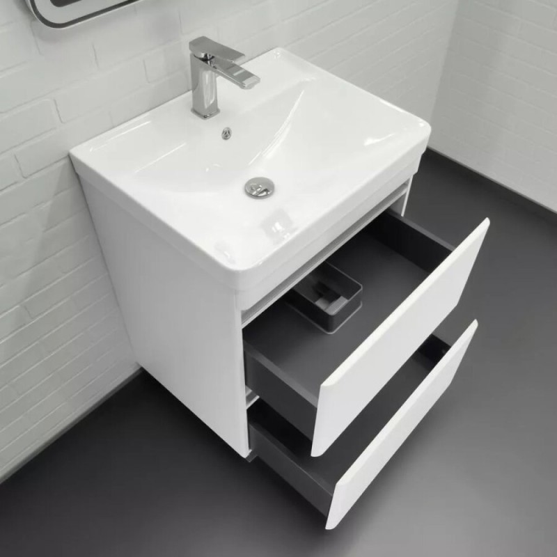 Тумба с раковиной Comforty Валдай 00-00020673, 60 см, напольная, белая матовая
