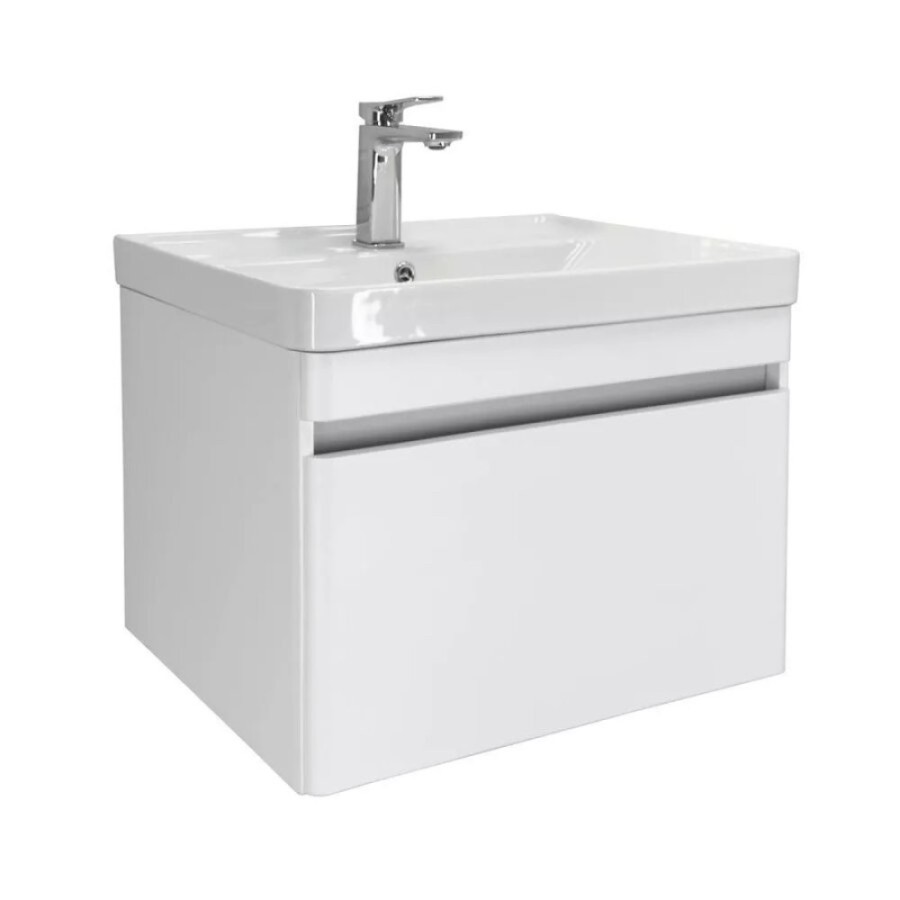 Тумба с раковиной Comforty Валдай 00-00020674, 60 см, подвесная, белая матовая