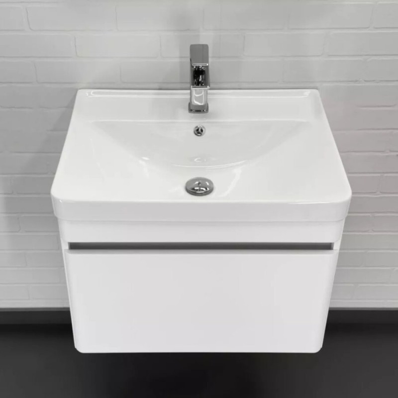 Тумба с раковиной Comforty Валдай 00-00020674, 60 см, подвесная, белая матовая