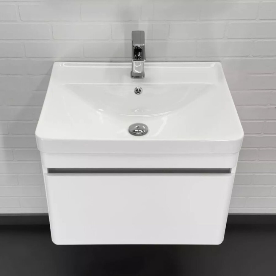 Тумба с раковиной Comforty Валдай 00-00020674, 60 см, подвесная, белая матовая