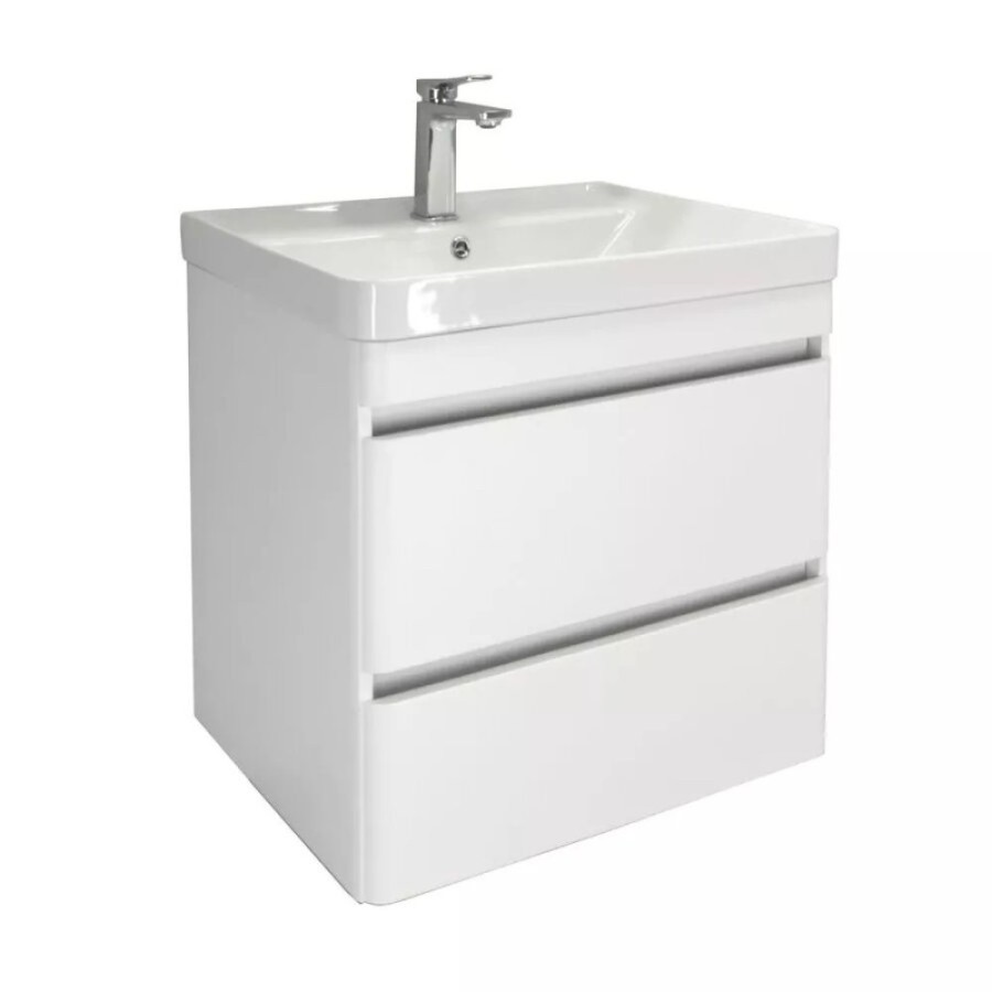 Тумба с раковиной Comforty Валдай 00-00020675, 60 см, подвесная, белая матовая