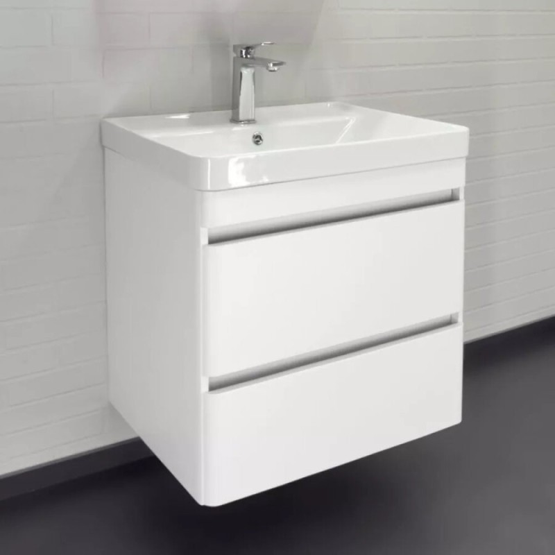 Тумба с раковиной Comforty Валдай 00-00020675, 60 см, подвесная, белая матовая