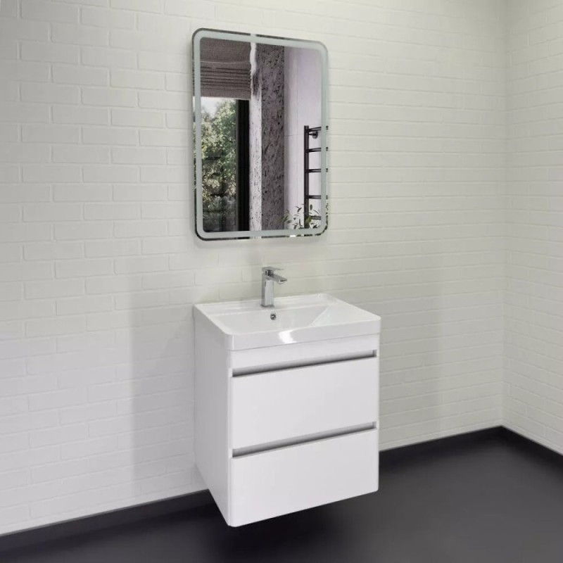 Тумба с раковиной Comforty Валдай 00-00020675, 60 см, подвесная, белая матовая
