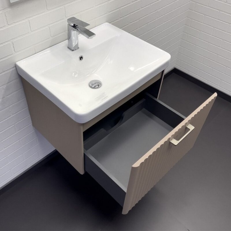 Тумба с раковиной Comforty Ангара 00-00021034, 60 см, цвет латте