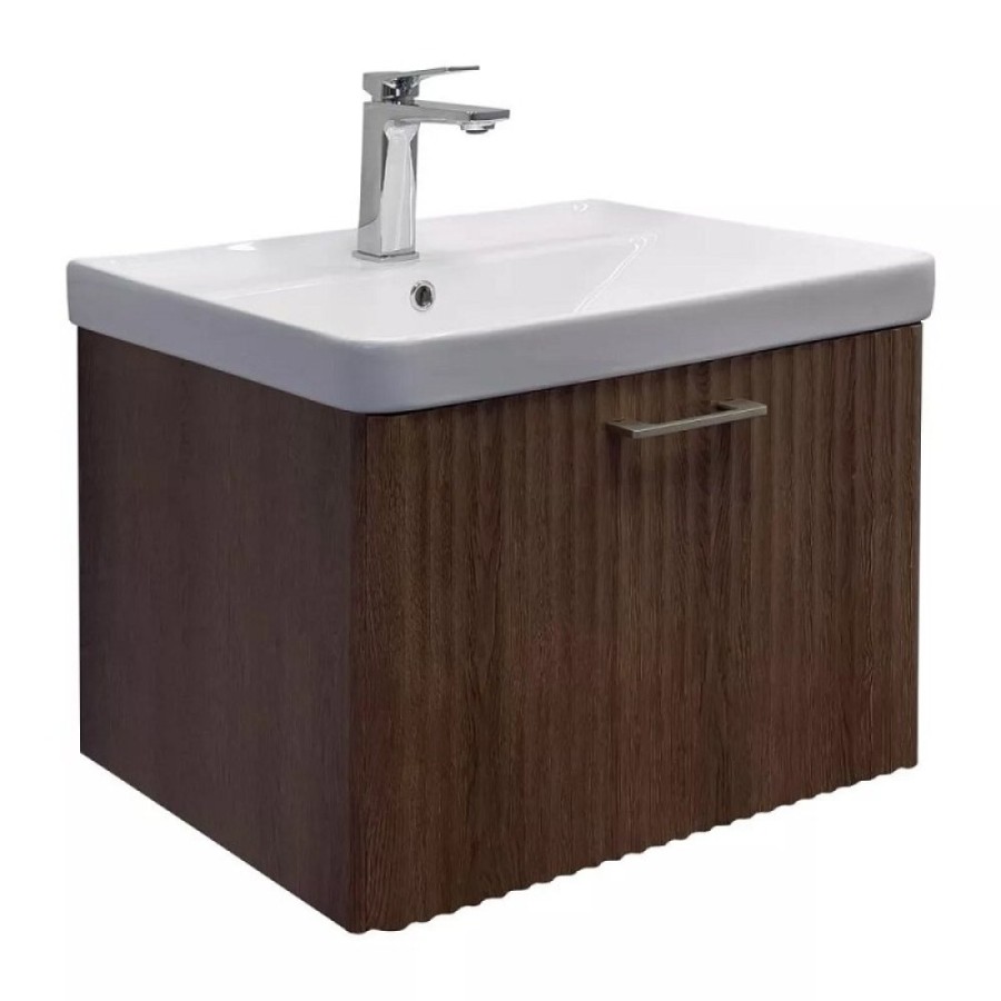Тумба с раковиной Comforty Ангара 00-00021035, 60 см, цвет дуб темно-коричневый