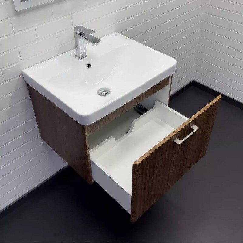 Тумба с раковиной Comforty Ангара 00-00021035, 60 см, цвет дуб темно-коричневый