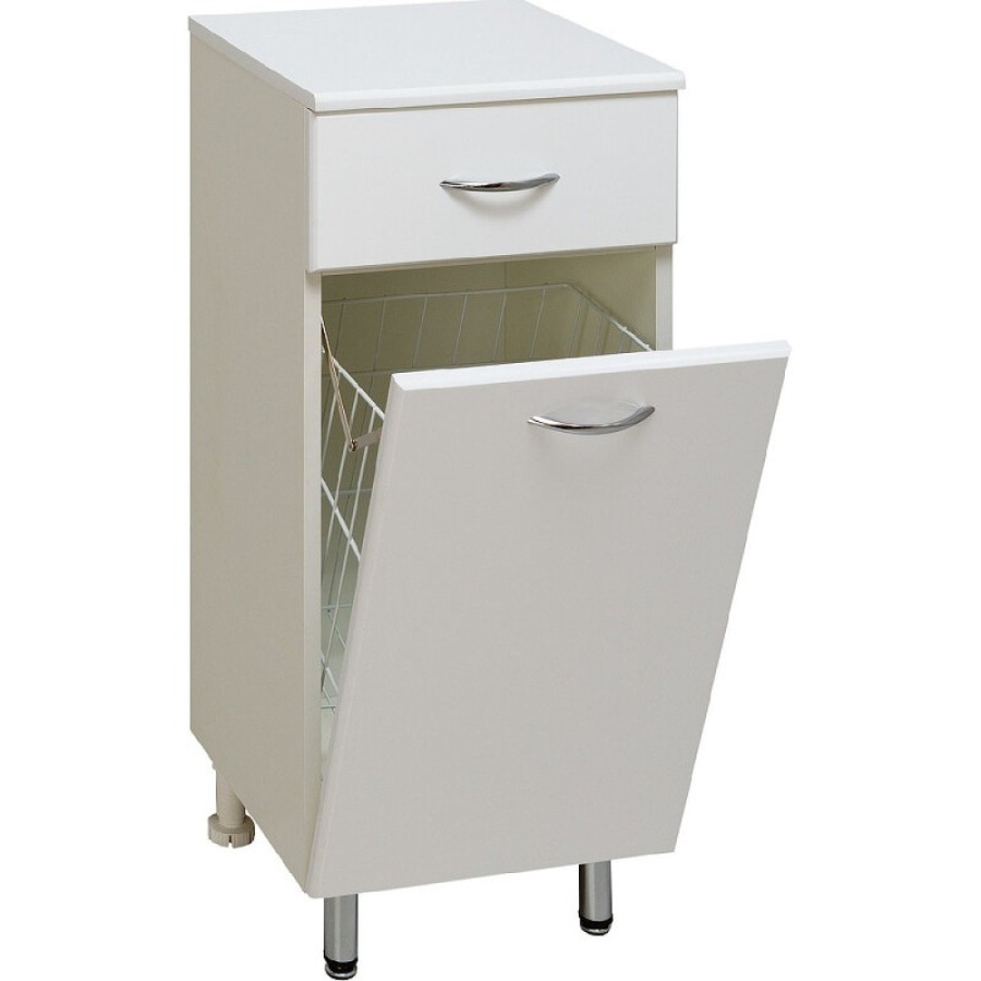 Тумба (полупенал) Runo Эконом 00000000112 30, с корзиной, белая