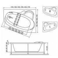 Ванна акриловая Relisan Ariadna L 160 х 105 см (Гл000000535)