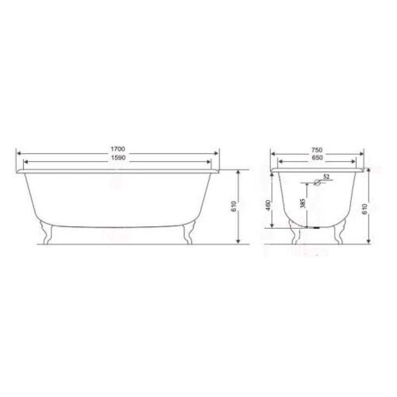 Чугунная ванна Timo Standard 3V Н0000010, 170 x 75 х 46 см