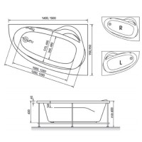 Ванна акриловая Relisan Zoya L 140 х 90 см (Гл000001247)