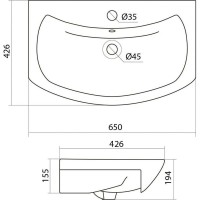 Раковина Style Line Балтика ЛС-00000148, 65 см, фаянс, цвет белый