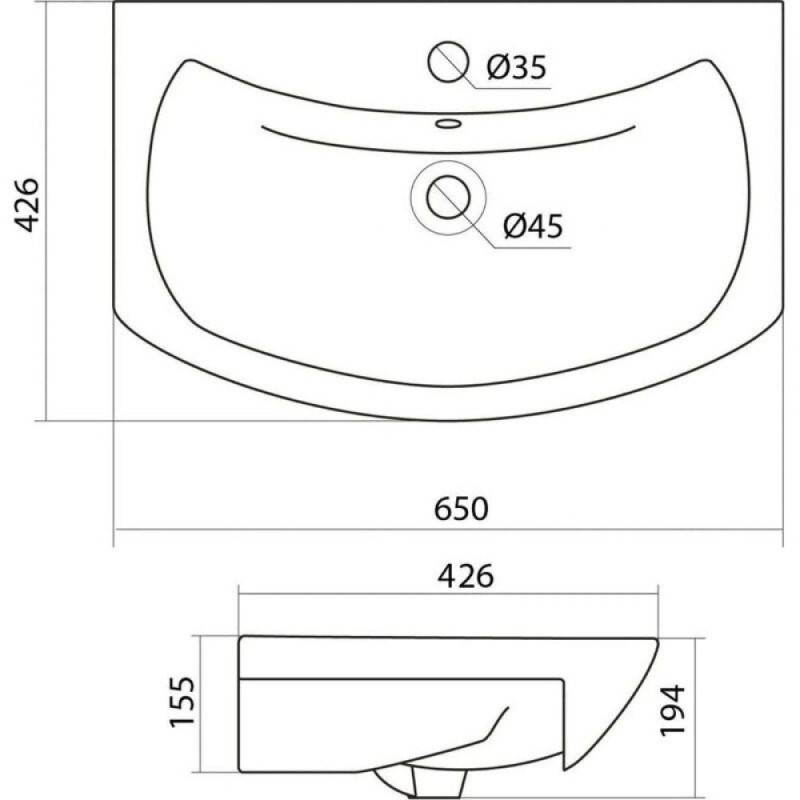 Раковина Style Line Балтика ЛС-00000148, 65 см, фаянс, цвет белый