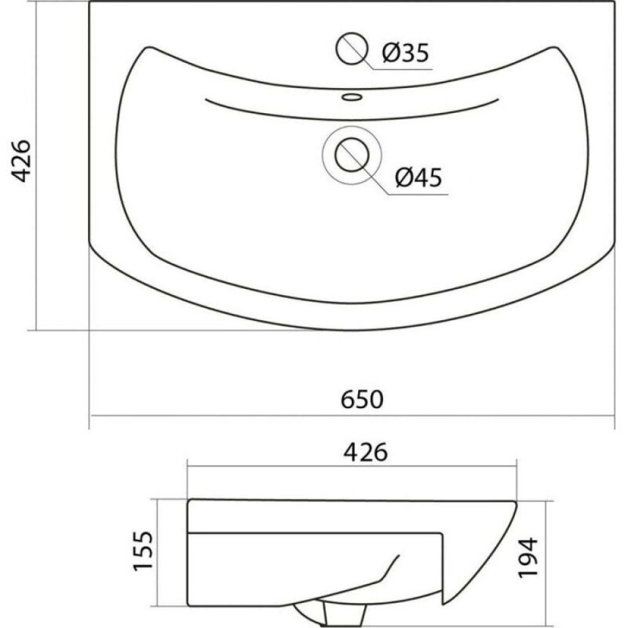 Раковина Style Line Балтика ЛС-00000148, 65 см, фаянс, цвет белый