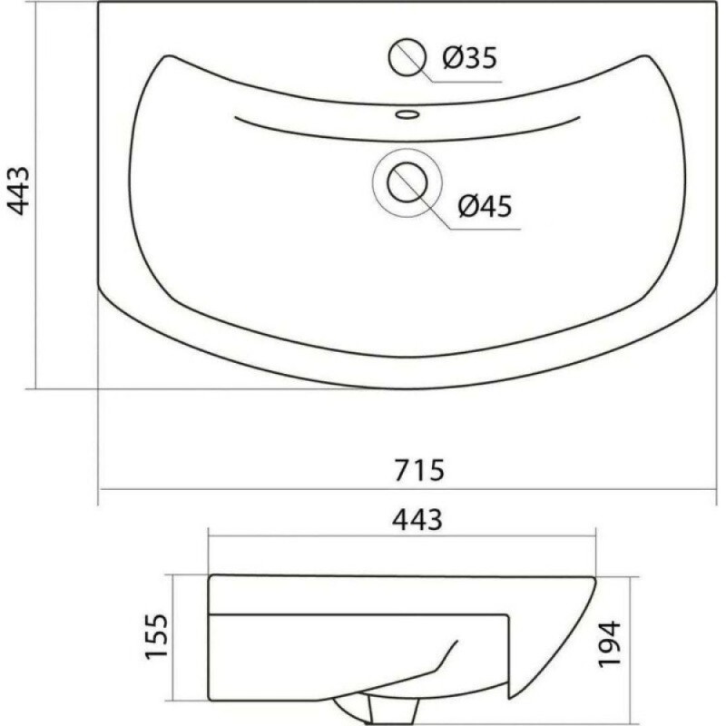 Раковина Style Line Балтика ЛС-00000149, 70 см, фаянс, цвет белый