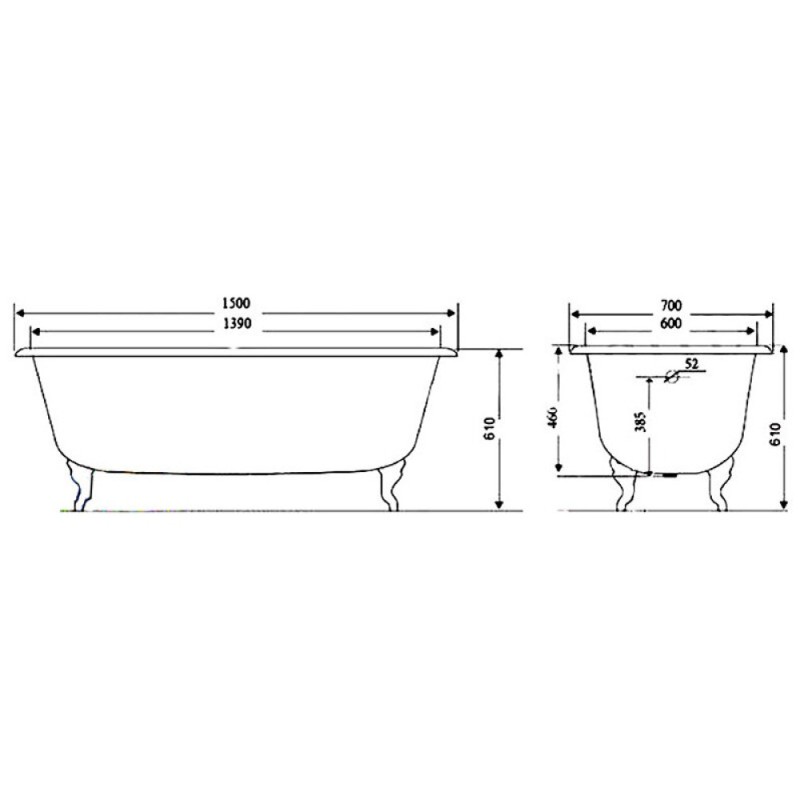 Чугунная ванна Timo Standard 3V Н0000018 150 x 70 см, белый