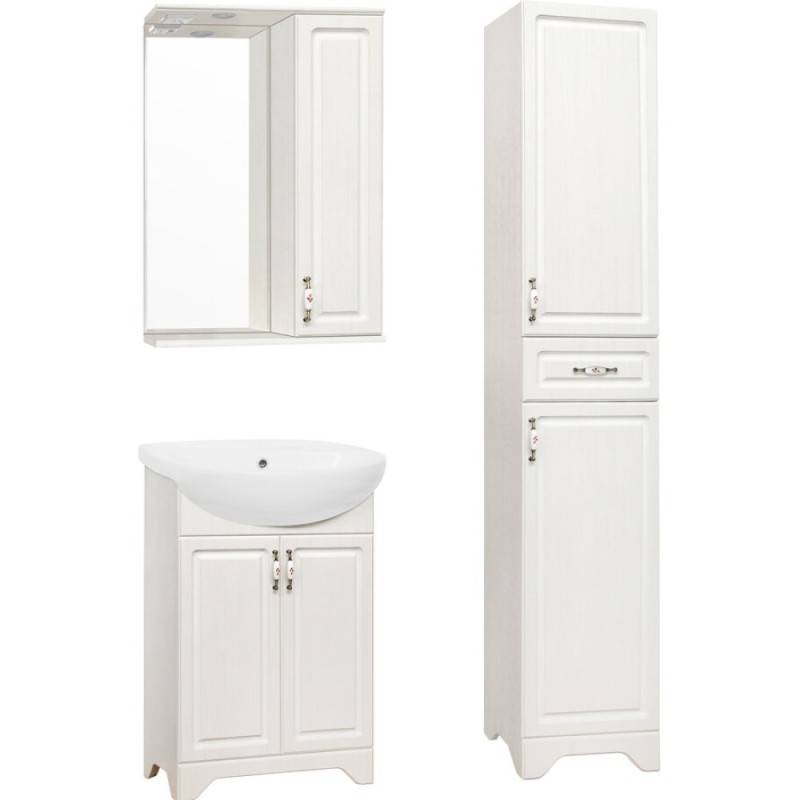 Зеркало-шкаф Style Line Олеандр-2 55/С ЛС-00000201 Люкс, 55 см, правое, подвесное, рельеф пастель