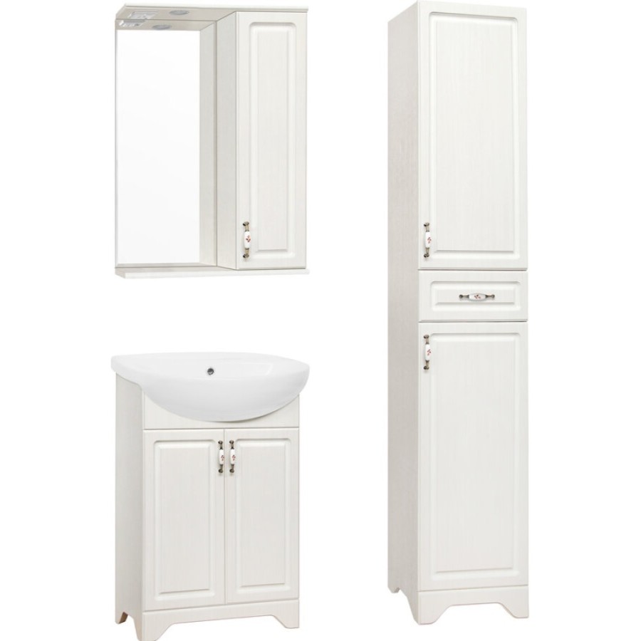 Зеркало-шкаф Style Line Олеандр-2 55/С ЛС-00000201 Люкс, 55 см, правое, подвесное, рельеф пастель